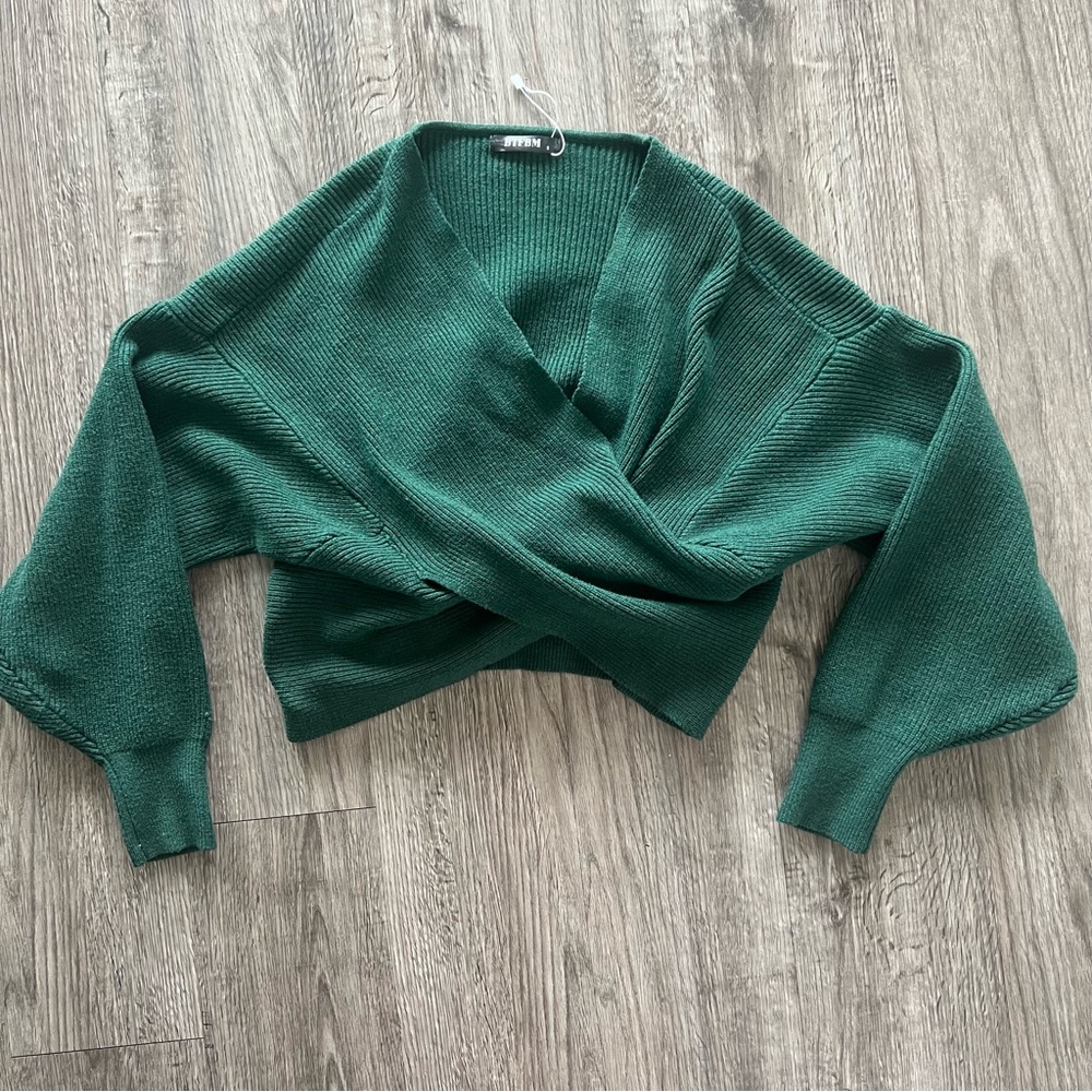 Emerald Green Cropped Sweater - image 2
